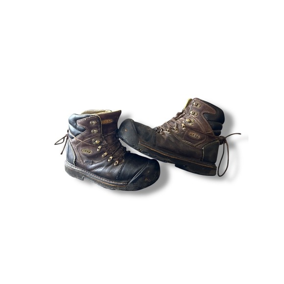 Keen Leather Work Boots Steel Toe Waterproof Brown Hiking Boots Size 8.5 US - Picture 1 of 11